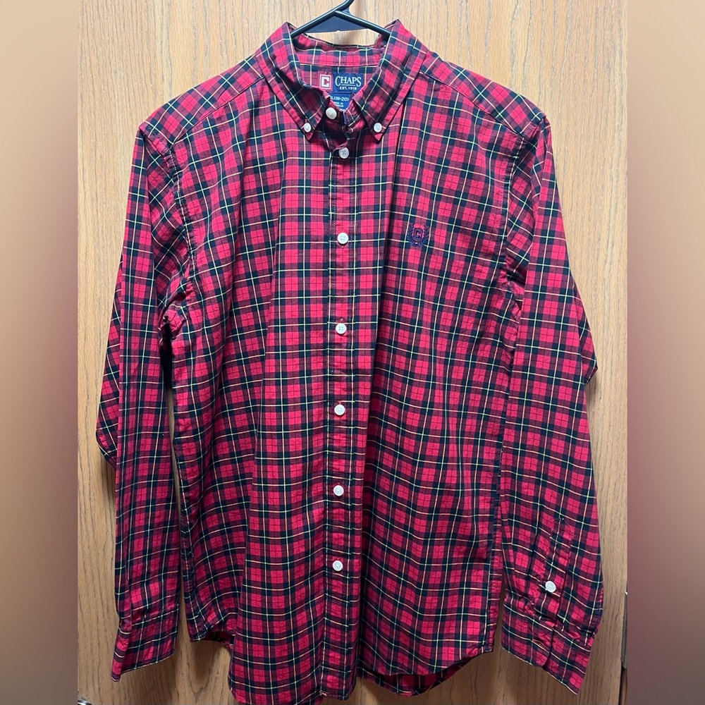 Chaps Red Plaid Boys Button Down